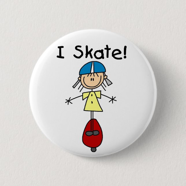 Ich Eislauf Stockfigur-Button Button (Vorderseite)
