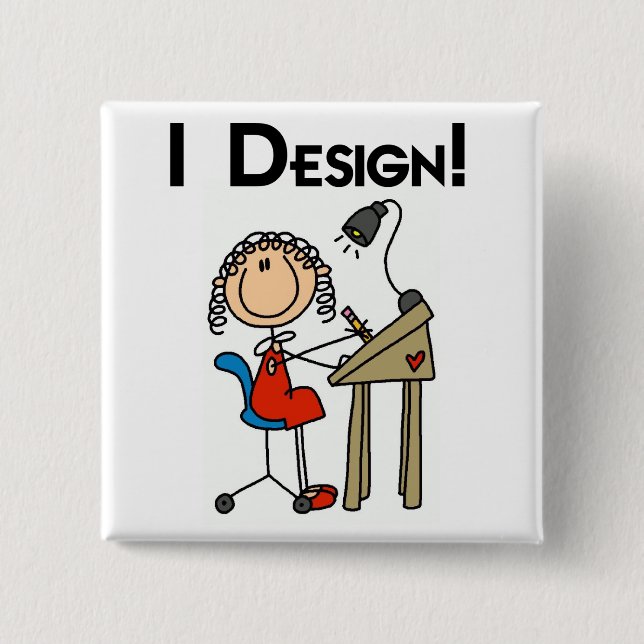 Ich entwerfe T-Shirts und Geschenke Button (Vorderseite)