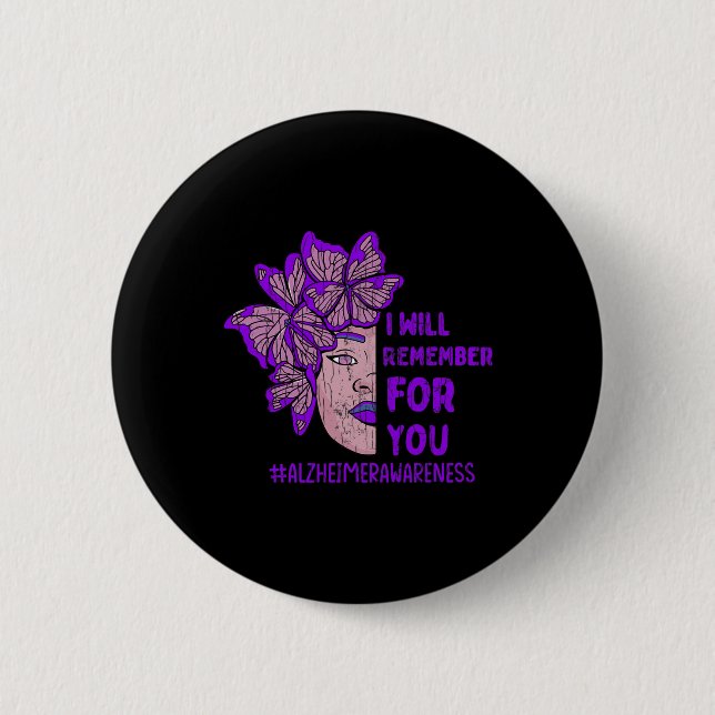Ich erinnere mich für euch an Alzheimer-Schmetterl Button (Vorderseite)