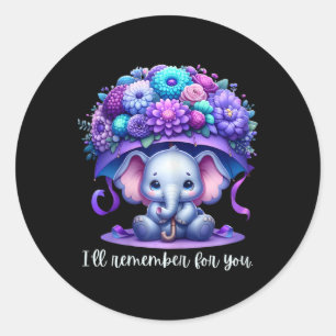 Ich erinnere mich für Sie Lila Elefant Heimerheime Runder Aufkleber