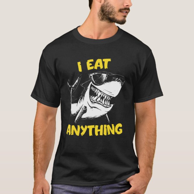 Ich esse alles Hungrige Feinschmecker Hai Jungs Mä T-Shirt (Vorderseite)