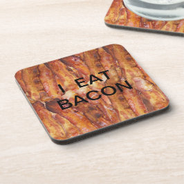 Ich esse Bacon Text mit Hintergrund Untersetzer