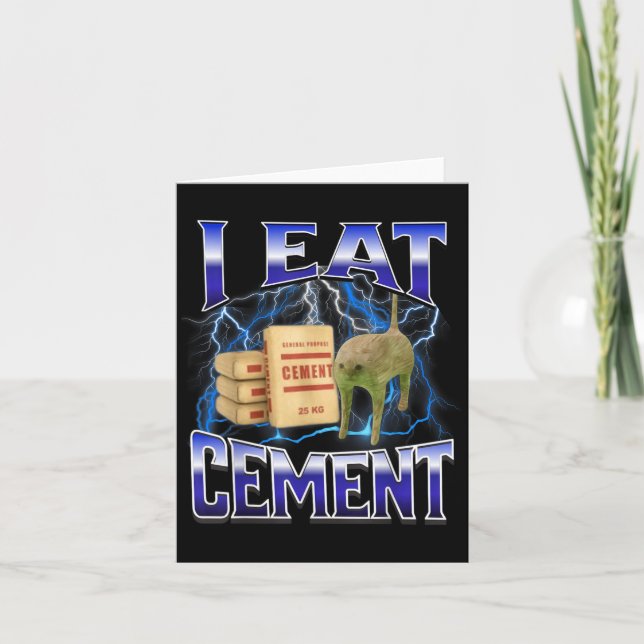 Ich esse Cement Funny Cat Meme Internet Memes Funn Karte (Vorderseite)