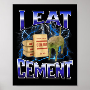 Ich esse Cement Funny Cat Meme Internet Memes Funn Poster