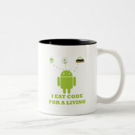 Ich esse Code für ein lebendes (Entwickler) Zweifarbige Tasse