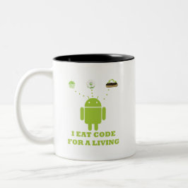 Ich esse Code für ein lebendes (Entwickler) Zweifarbige Tasse