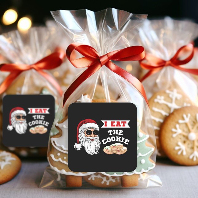 Ich esse das Keks Funny Dirty Joke Weihnachten Quadratischer Aufkleber (I Eat The Cookie Funny Dirty Joke Santa Christmas Square Sticker
)