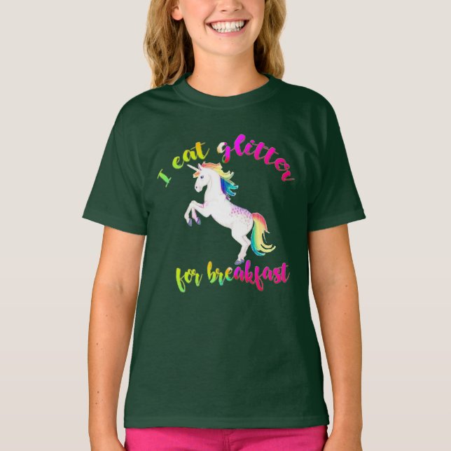 Ich esse Glitzer für das Frühstück lustige Kinder  T-Shirt (Vorderseite)