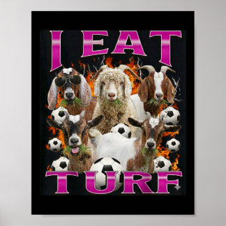 Ich esse Rasen lustige Ziegen Bootleg Grafik Stil Poster