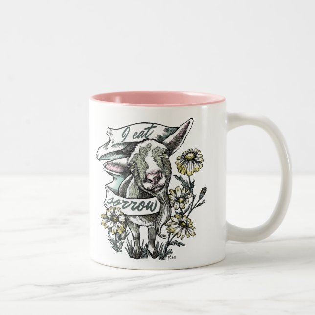 Ich esse Sorrow: Happy Goat und Daisis Zweifarbige Tasse (Rechts)