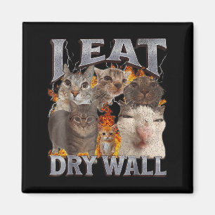 Ich esse Trockenbauwand Lustiges Katzen-Meme-Bootl Magnet
