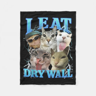 Ich esse Trockenmauer Lustiges Katzen-Meme Fleecedecke