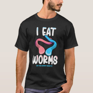 Ich esse Würmer aus dem gummifarbenen Gummiwürmer T-Shirt