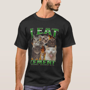 Ich esse Zement Lustige Katze Meme Bootleg Grafik T-Shirt