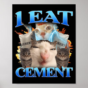 Ich esse Zement Lustiges Katzen-Meme Männer Frauen Poster