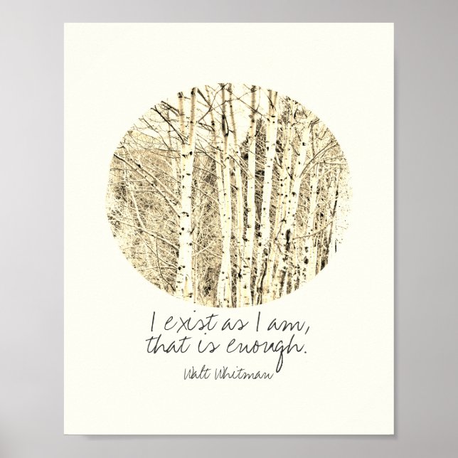 Ich existiere Walt Whitman zitieren Naturposter Poster (Vorne)