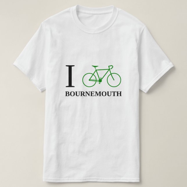 Ich fahre BOURNEMOUTH rad (grüne Fahrrad-Ikone) T-Shirt (Design vorne)