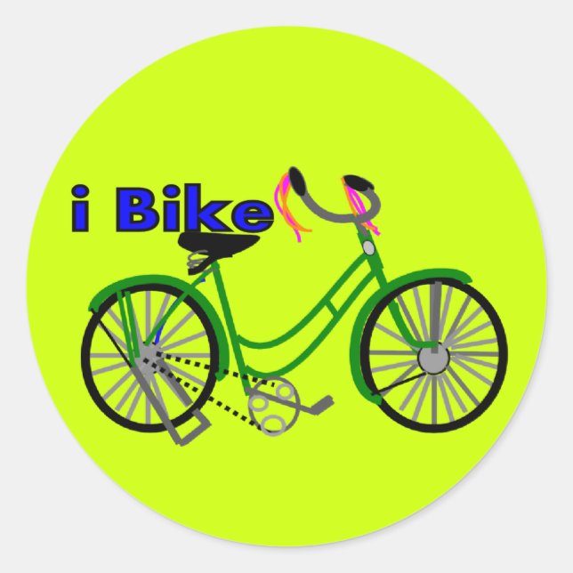 Ich fahre (Fahrrad) zeichnend Fahrrad 1950 Runder Aufkleber (Vorderseite)