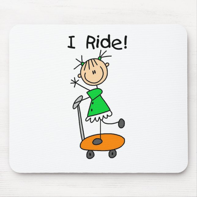 Ich fahre - Mädchen auf Roller Mousepad (Vorne)