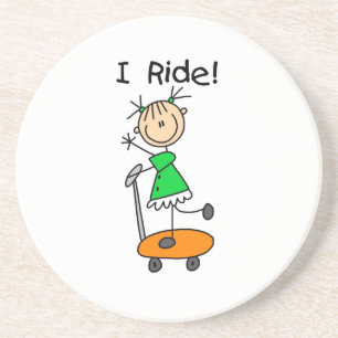 Ich fahre - Mädchen auf Roller Sandstein Untersetzer