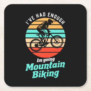Ich fahre mit dem Mountainbike Rechteckiger Pappuntersetzer