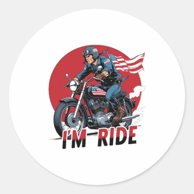 ICH FAHRE � Motorrad Runder Aufkleber (Vorderseite)