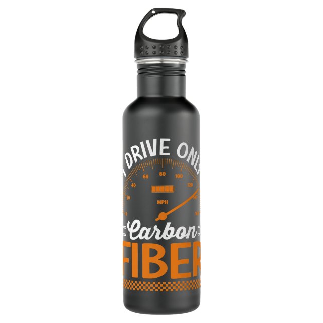 Ich fahre nur mit Carbon Fibre Racing Car Drive Edelstahlflasche (Vorderseite)