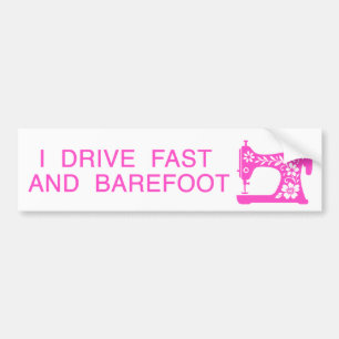 Ich fahre schnell und barfuß pink autoaufkleber