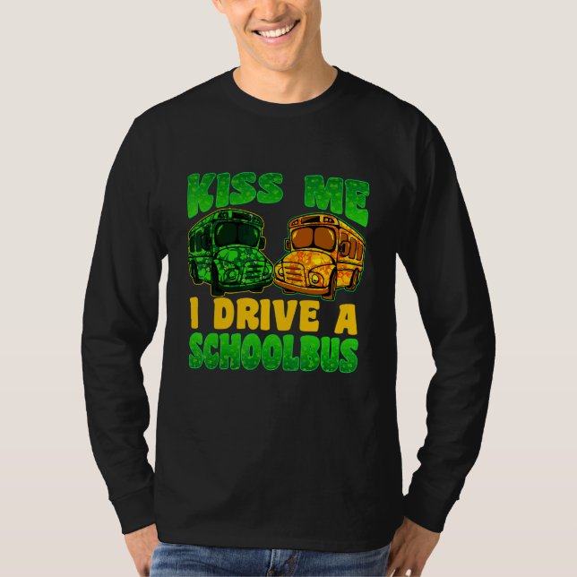 Ich fahre Schulbusfahrer St Patrick's Day Shamroc T-Shirt (Vorderseite)