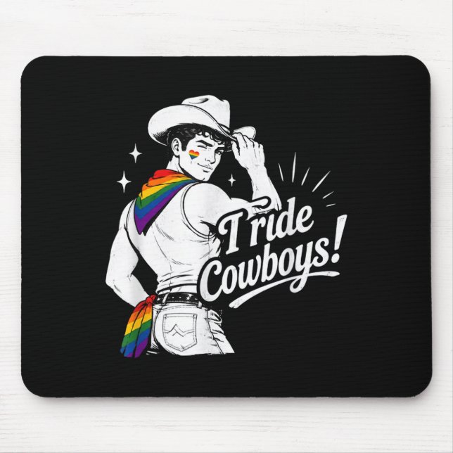 Ich fahre schwule Cowboy Pride Regenbogen lesbisch Mousepad (Vorne)