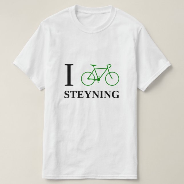 Ich fahre STEYNING rad (grüne Fahrrad-Ikone) T-Shirt (Design vorne)