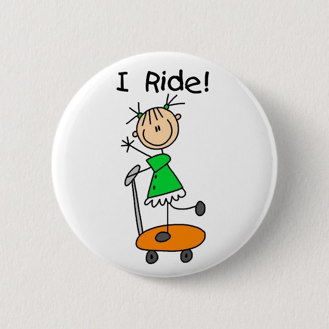 Ich Fahre Stick Figure Button (Vorderseite)