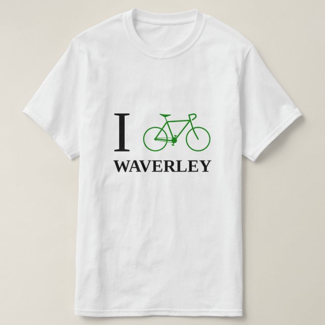Ich fahre WAVERLEY rad (grüne Fahrrad-Ikone) T-Shirt (Design vorne)