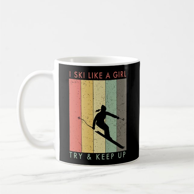 Ich fahre wie ein Mädchen - versuchen Sie, Retro V Kaffeetasse (Links)
