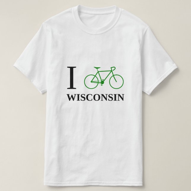 Ich fahre WISCONSIN rad (grüne Fahrrad-Ikone) T-Shirt (Design vorne)