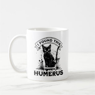 Ich fand diese Humerusschwarze Katze mit menschlic Kaffeetasse