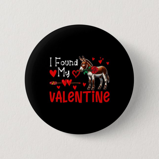 Ich fand meinen Valentins-Esel mit Blumenbauer ges Button (Vorderseite)