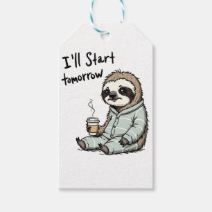 Ich fange morgen an Funny Sloth Animal Geschenkanhänger