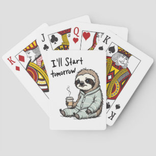 Ich fange morgen an Funny Sloth Animal Spielkarten