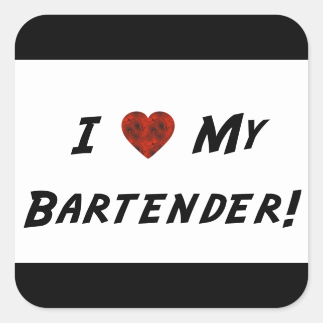 Ich finde meinen Barkeeper toll! Quadratischer Aufkleber (Vorderseite)