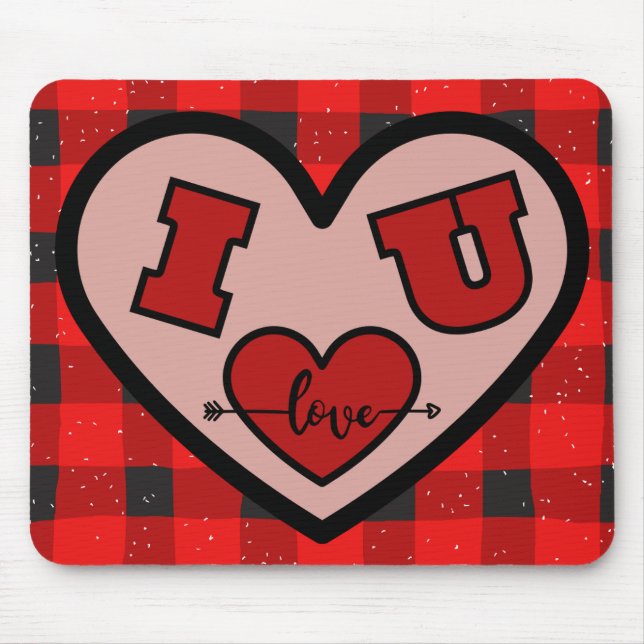 Ich finde U I Liebe Sie Buffalo Kariert Mousepad (Vorne)