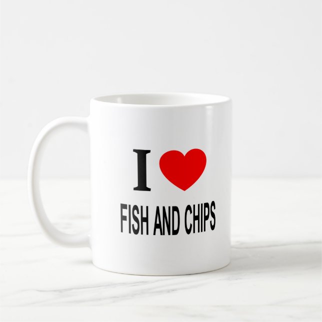 ICH ❤️ FISCH UND CHIPS I LIEBE FISCH UND CHIPS ICH KAFFEETASSE (Links)