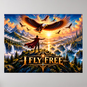 Ich fliege frei Epische Fantasy-Adler Poster