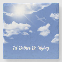 "Ich fliege lieber" Sky Flugzeug Stone Untersetzer
