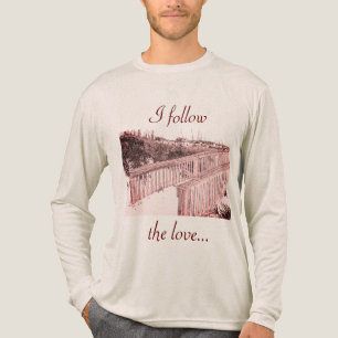 "Ich folge der Liebe" Rosa Beach Walkway Art Zeich Tri-Blend Shirt