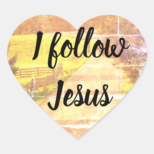 Ich folge Jesus Christlich Heart Stickers (Vorderseite)