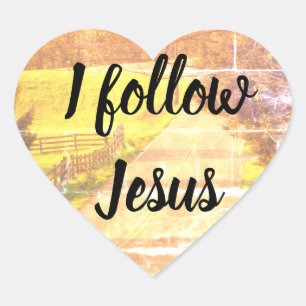 Ich folge Jesus Christlich Heart Stickers