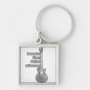 Ich frage mich, ob meine Gitarre mich vermisst. Sc Schlüsselanhänger