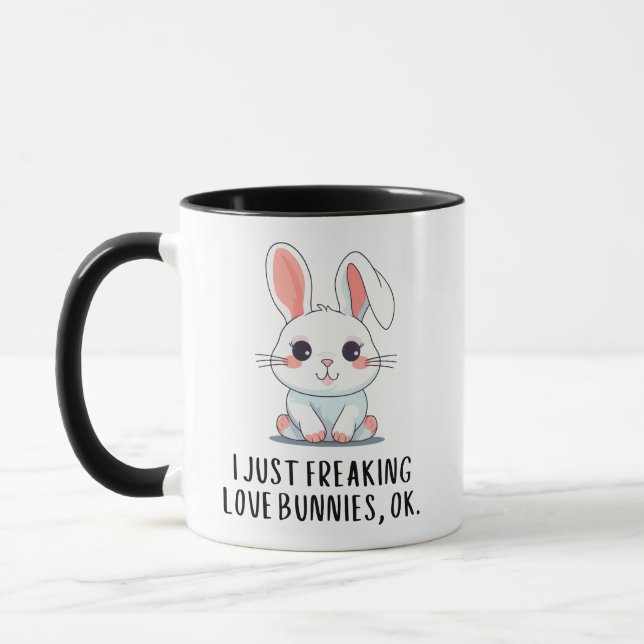 Ich friere einfach Liebe Bunnies Ok Tasse (Links)