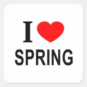 ICH ❤️ FRÜHSTÜCK IN LIEBE FRÜHEN ICH HERZSPRING QUADRATISCHER AUFKLEBER